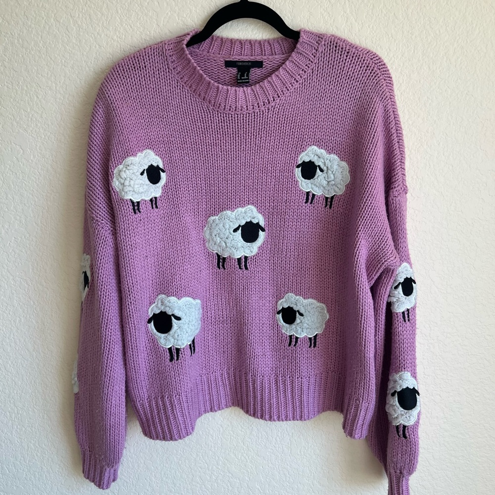 Forever 21 Lavender Sheep Pattern Sweater